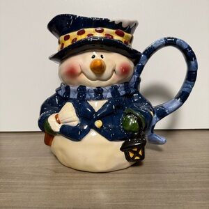 Cute Vintage Snowman Ceramic Pitcher